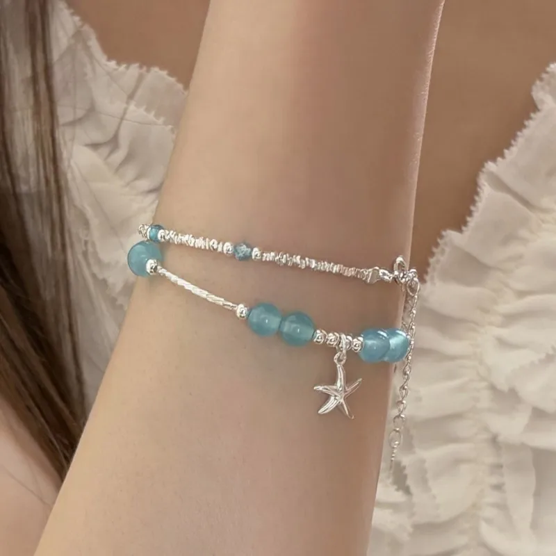 Sam Panda 925 Sterling Silver Starfish Bracelet For Women Fresh Kyanite Exquisite Elegant Versatile Accessories Gift Dropship