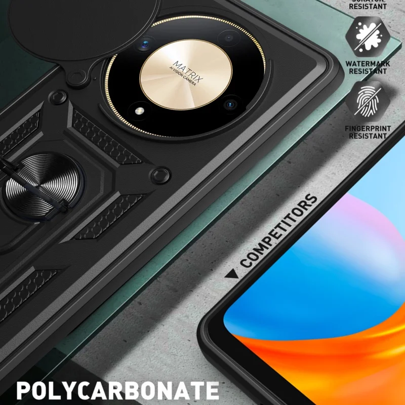 Military Grade Protective Case for Honor X9A 5G/Magic 5 Lite with Mechanical Push Window Rear Camera Protection And Bracket