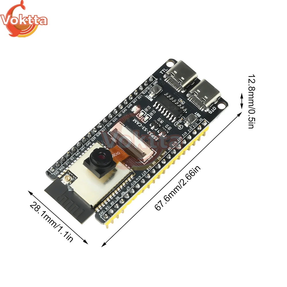 ESP32-S3-CAM Development Board WIFI Bluetooth Core Board OV3660 Camera Module Onboard ESP32-S3-N16R8 CH340 Module Dual Type-C