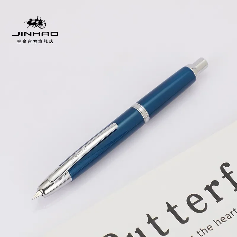 JINHAO 10 Retractable Fountain Pen EF F Metal Pearl Blue Press Writing Ink Pen School Office Supplies Stationery PK A1 A2