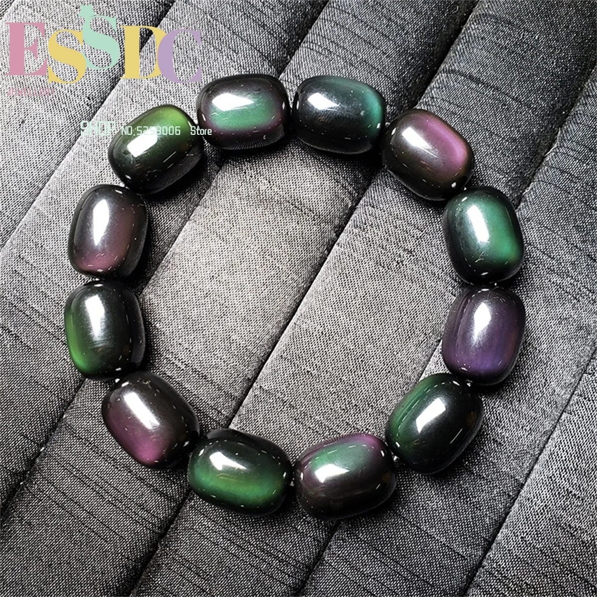 Natural Colored Obsidian Opal Bracelet Bucket Bead Fashion Jewellery For Men And Women  Lovers Exquisite Gift SimplicityVersatil