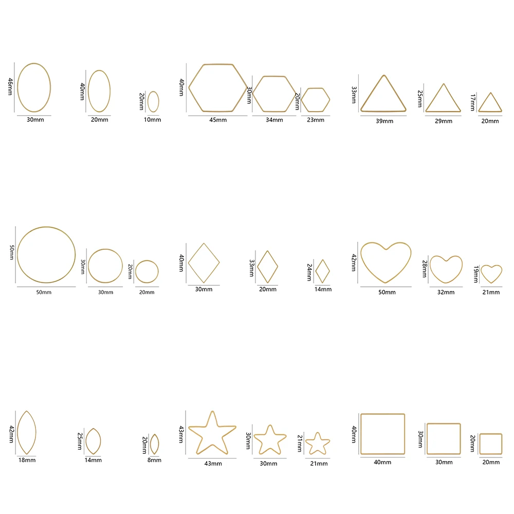 20Pcs Gold Silver Hollow Frame Bezel Charms Pendants Geometric Connectors for Jewelry Making Suppliers Diy Earings Accessories