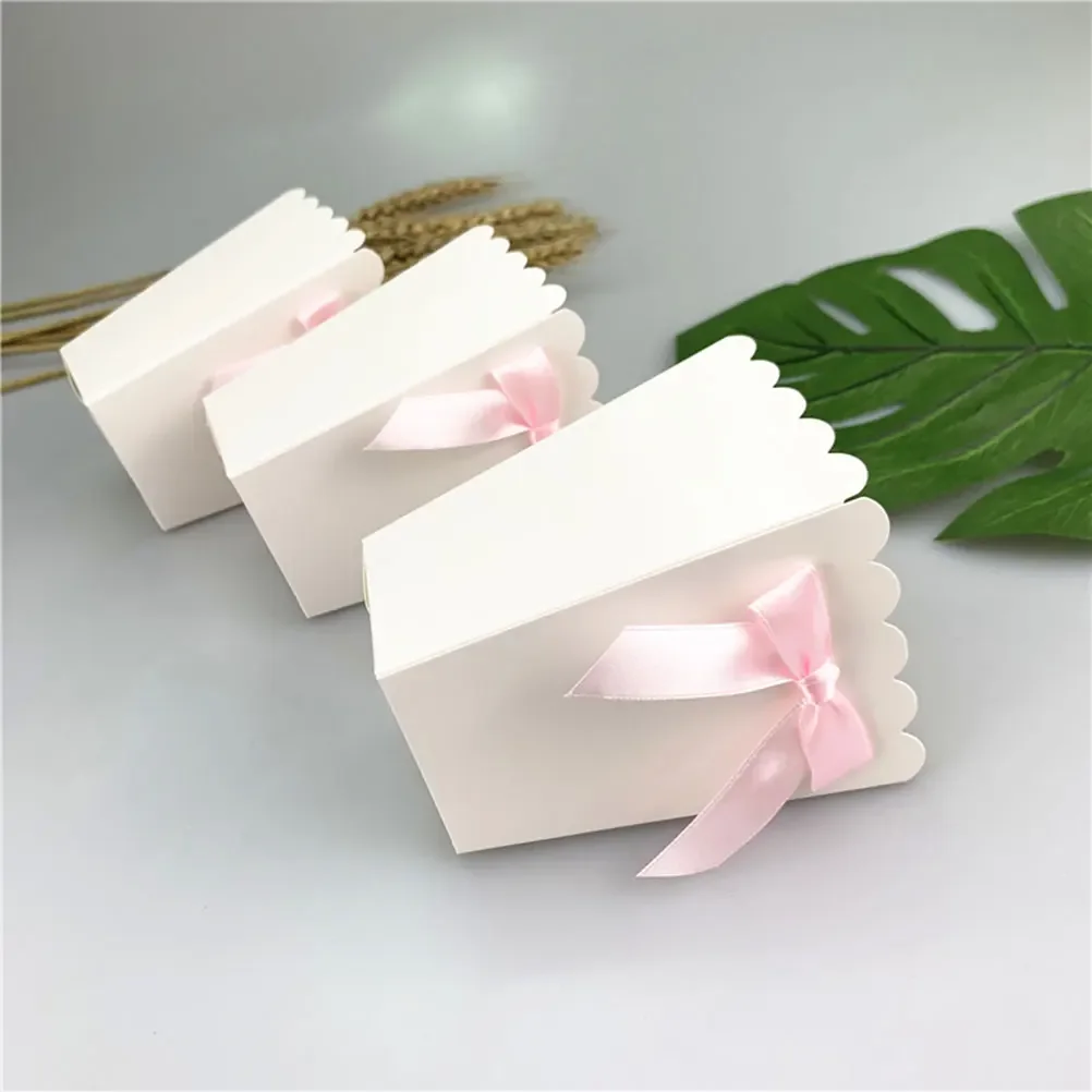 12szt Różowa kokardka Pudełko na popcorn Materiały imprezowe Pudełko na popcorn Torby na słodycze Przekąska Mini Przekąska Cukierki Pojemnik na żywność Urodziny Baby Shower