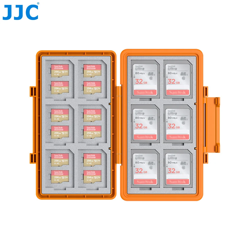 JJC 36 Slots Memory Card Case for 24 Transflash TF Card 12 SD Card Memoria Card Storage Case Organizer Wallet Shell Shock-Proof