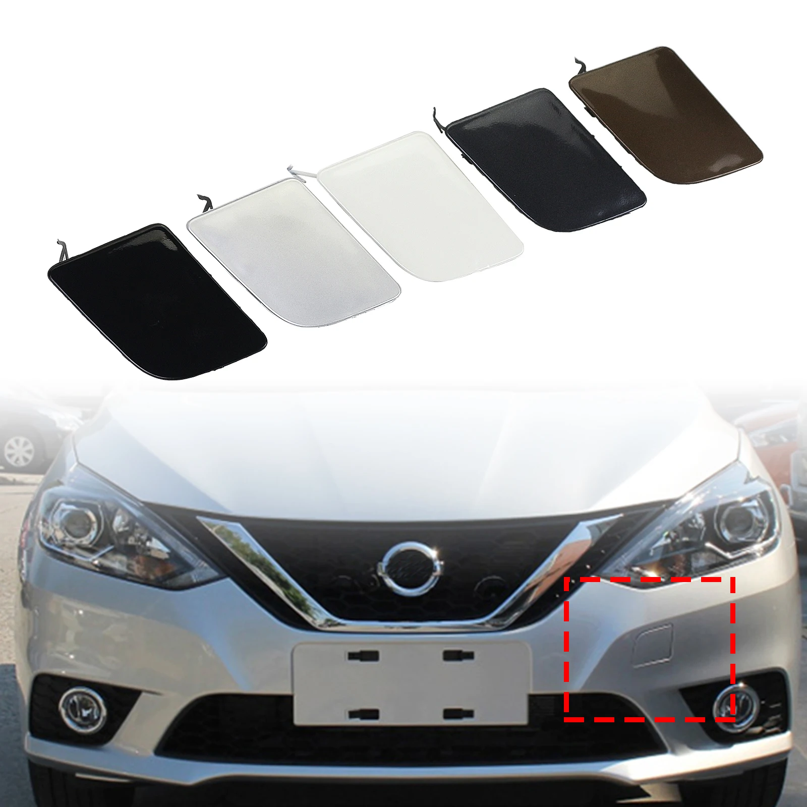 

Front Bumper Tow Eye Hook Access Hole Cap Cover Haul Tug Trailer Guard Panel Board Trim For Nissan Sentra 2016 2017 2018 2019