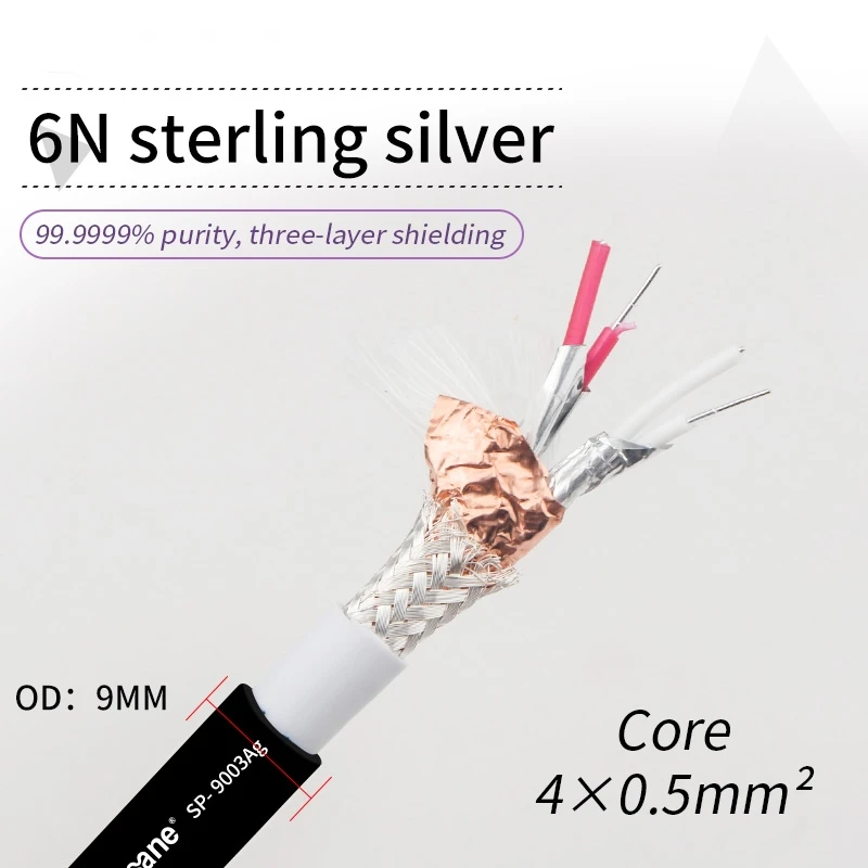 

HIFI 6N Pure Silver HiFi Audio Line 4 Cores Signal Bulk Cable DIY RCA / XLR Balance Cables