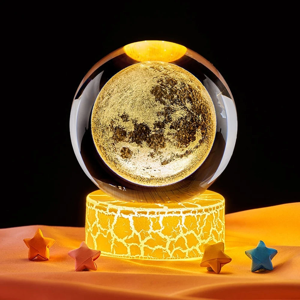 حار 6 سنتيمتر غرزة النظام الشمسي درب التبانة القمر ثلاثية الأبعاد كريستال الكرة كريستال كوكب ليلة ضوء الليزر نحت الأصالة هدية عيد ميلاد