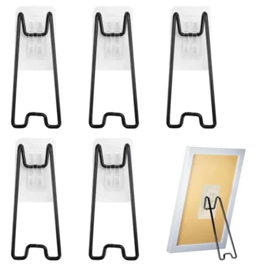Lot de 5 supports pour cadres photo, supports d'affichage en fer, porte-photos de panneau de chevalet auto-adhésifs