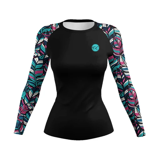 Chaqueta deportiva de manga larga para mujer, camisa de compresión con estampado 3d, secado rápido, UPF 50 +, protección solar