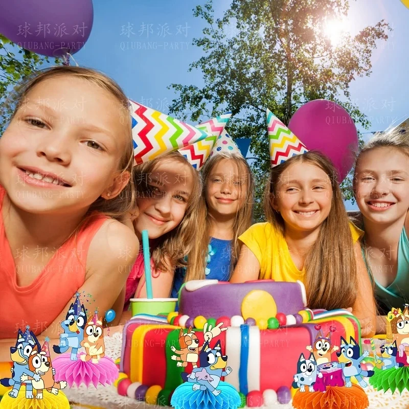 7-9 szt. 1 zestaw Figurki Bluey Dekoracje Urodzinowe Artykuły Imprezowe Urodziny Dziecka Ozdoby Plaster Miodu Dekoracje na Biurko Rekwizyty Prezent