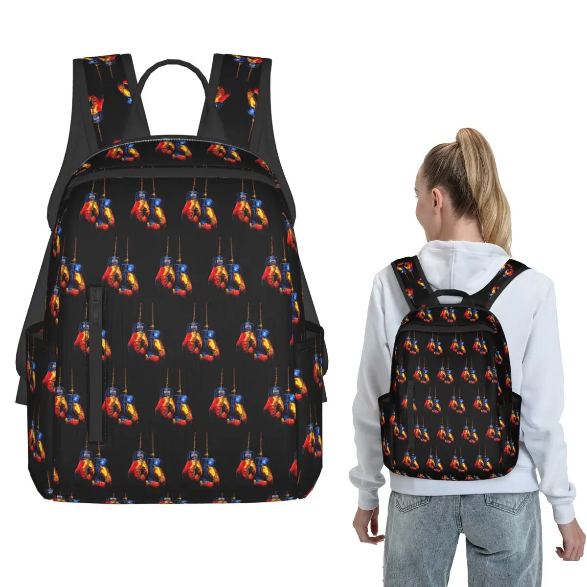 

A Pair Of Boxing Gloves Backpack Daypack Boys Girls BookBag School Bag Shoulder Bags for Men Women