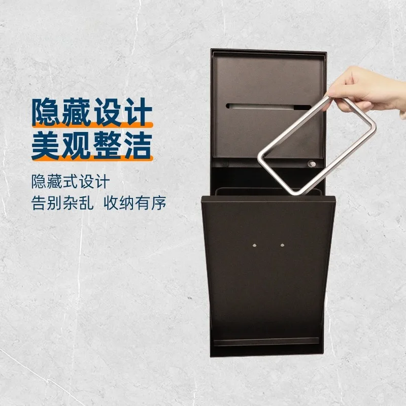 304 Stainless Steel Toilet Wall Niche Hidden Trash Can for Bathrooms Built-in Concealed Tissue Holder