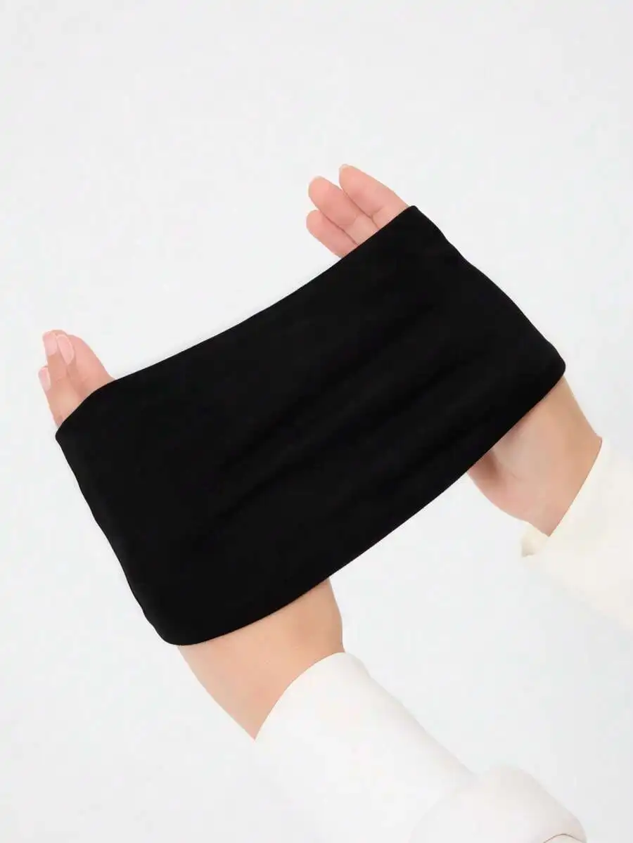 

Black Solid Non-Slip Elastic Headband For Women, Soft Lined, Breathable, Sweat Absorbent, Yoga Sports Daily Wear