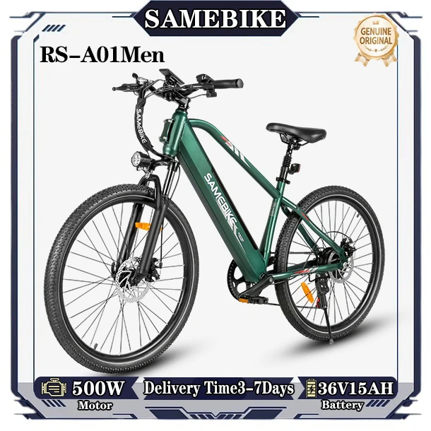 SAMEBIKE RS-A01Men1.0 E-bike 500W borstelloze motor 36V15AH lithium batterij E-bike 27,5 inch banden stadsfiets elektrische fiets voor volwassenen