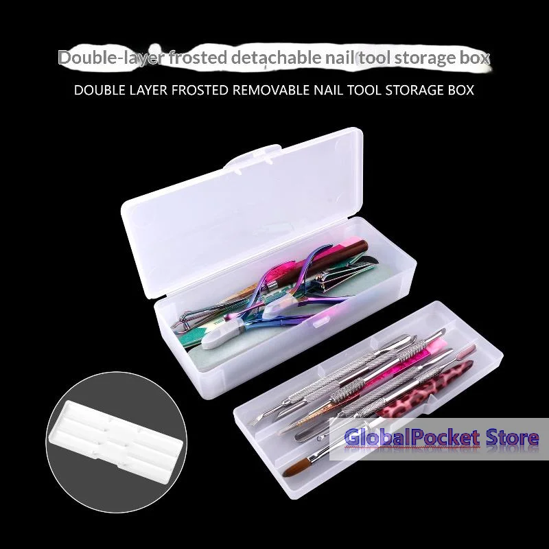 [TG823]Double Layer Frosted Nail Storage Box Removable Tray Large Capacity For Home Manicure Salon Use Nail Tool Organizer Case