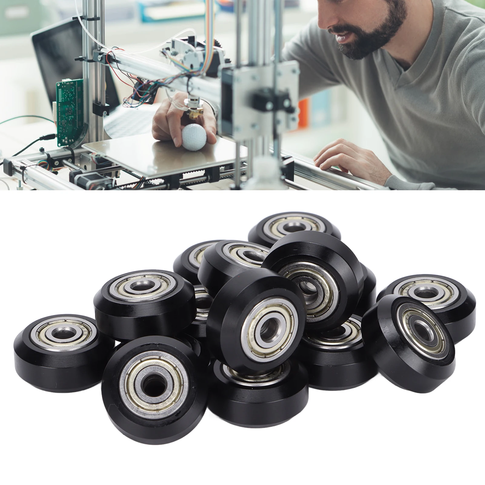 

【Sale】15Pcs V Shape Wheels POM Pulleys 3D Printer Accessories for Ender 3 for Tevo Tarantula