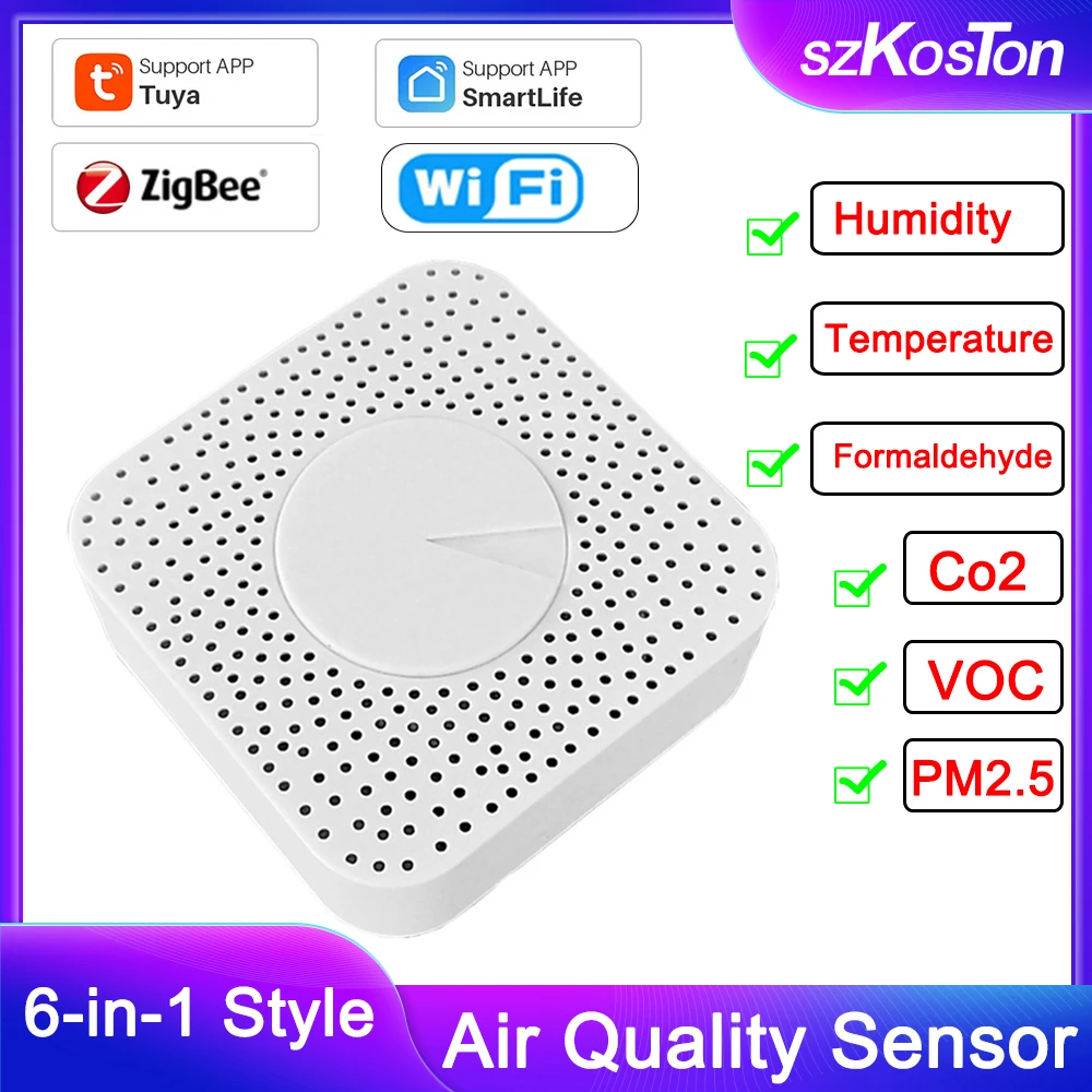 

Tuya Smart Home Zigbee Wifi Temperature Sensor Formaldehyde VOC CO2 Detector Humidity Temperature Sensor Automation Residencial