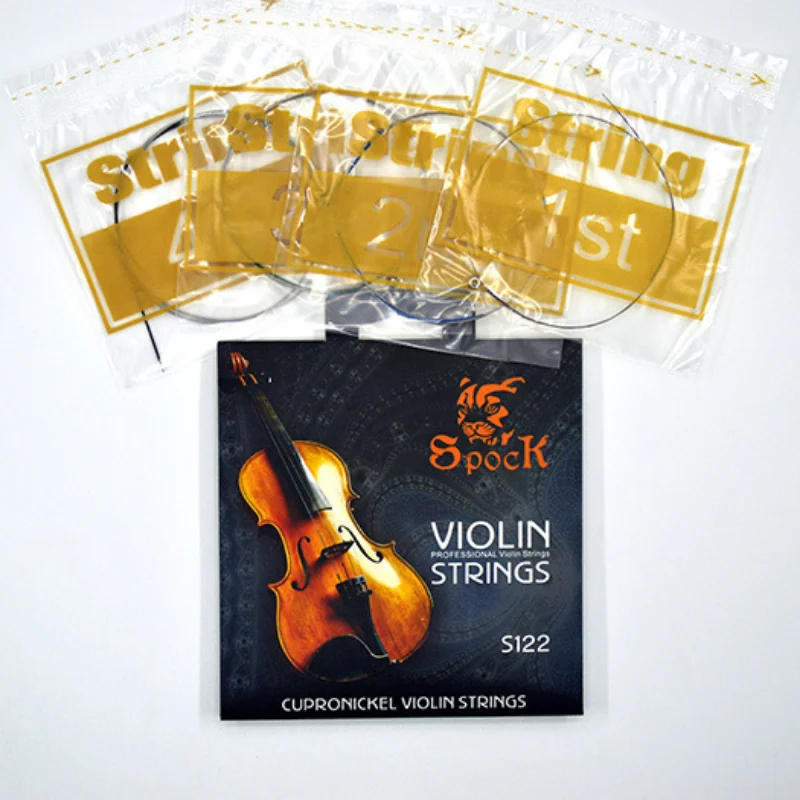 Jeu de cordes de violon Spock S122 Nickel Silver, adapté au violon 3/4 4/4, noyau en acier inoxydable, enroulé Nickel Silver