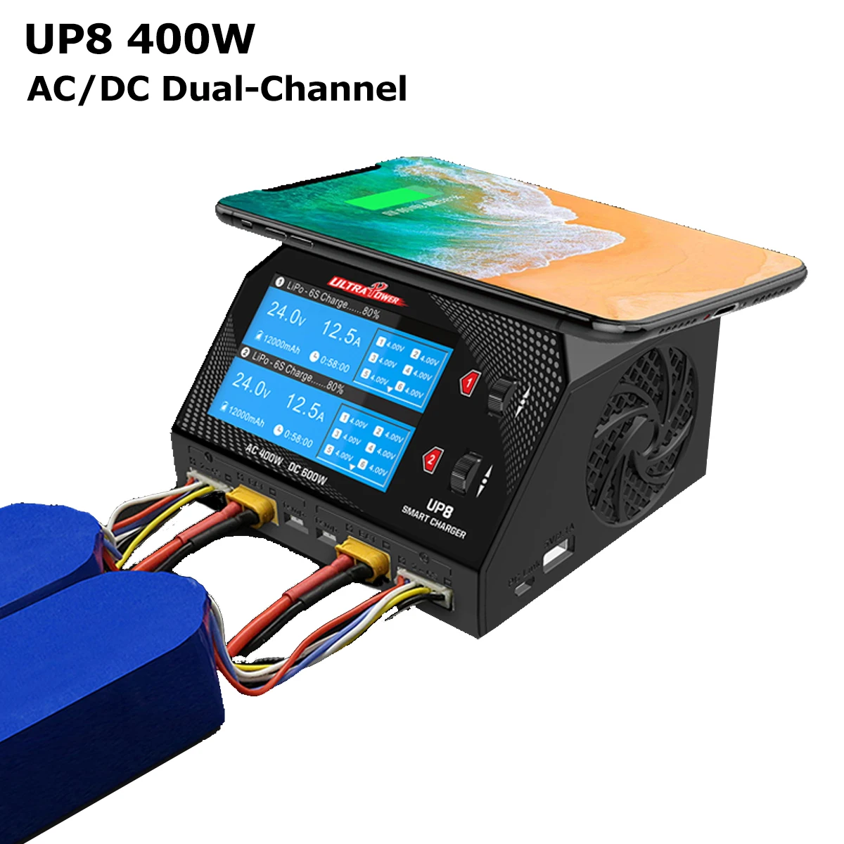 New UltraPower UP8 Battery Charger Dual Channel 2x16A AC 400W DC 600W Balance Charger Discharger for  AU EU UK US Plug