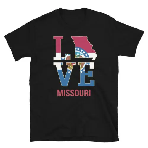 

Love Missouri American Flag Gift Design Unisex T-Shirt