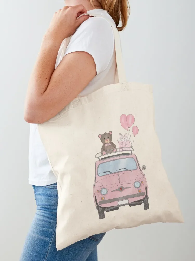 Fiat 500 Pink Baby Girl Tote Bag eco bag folding Shopper Tote Bag