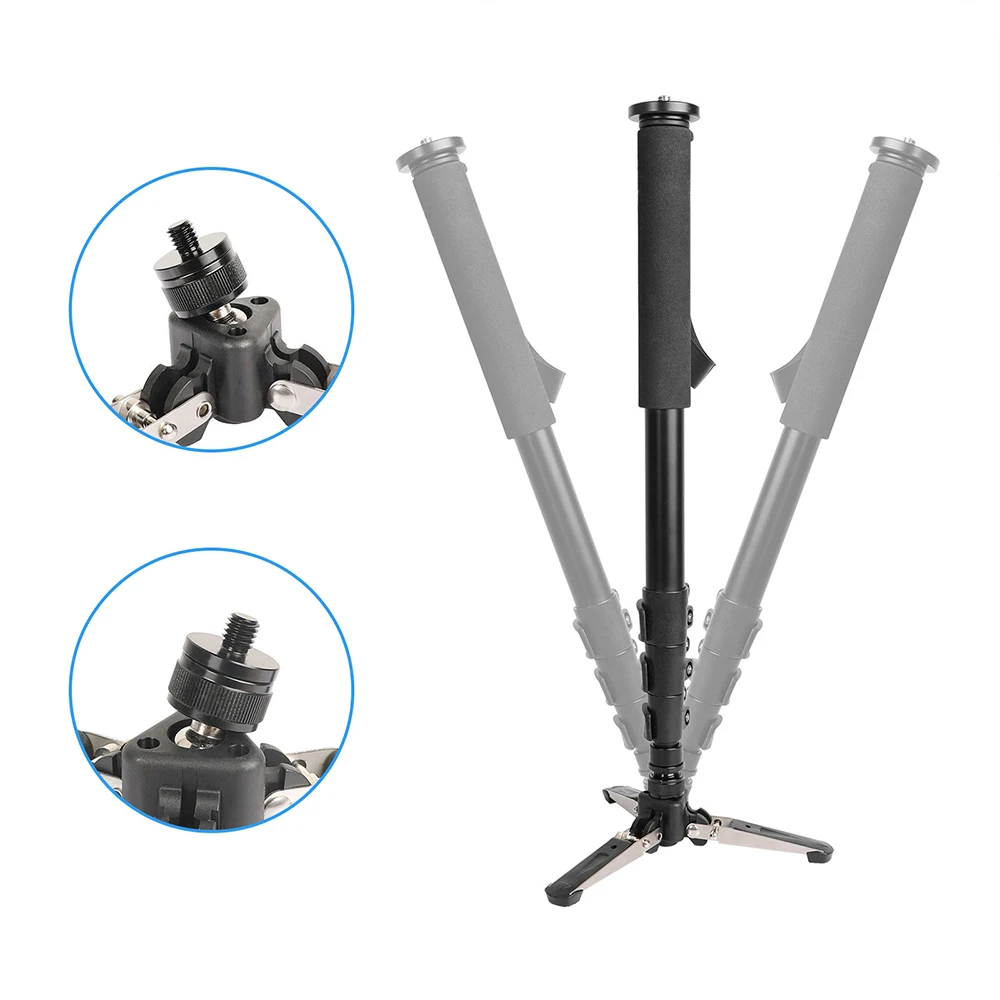 HDRIG 비디오 모노포드 스탠드 베이스용 범용 미니 삼각대 3/8"-16 나사가 있는 DSLR 모노포드용 Maxload 3Kg 지원