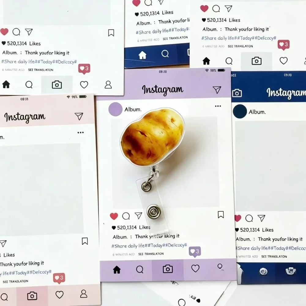 Cute Vegetable Retractable Badge Reel Keychain Ginger Garlic Potato Design ID Badge Clip Funny Name Card Holder Accessory
