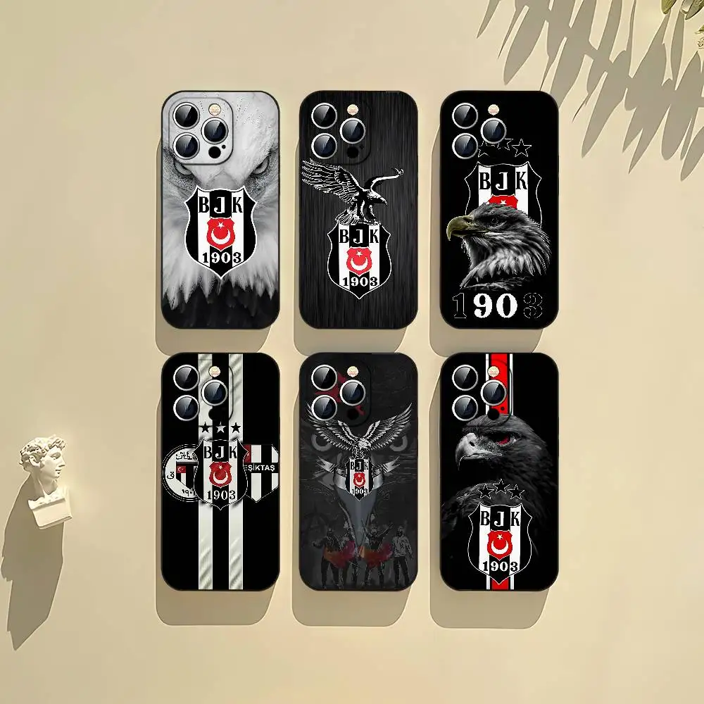B-Besiktas B-BJK Logo Funda para teléfono negra que se adapta a iPhone 17,16,15,11,13,14 Pro Max,Plus,X,Xr,Xs Max,13Mini
