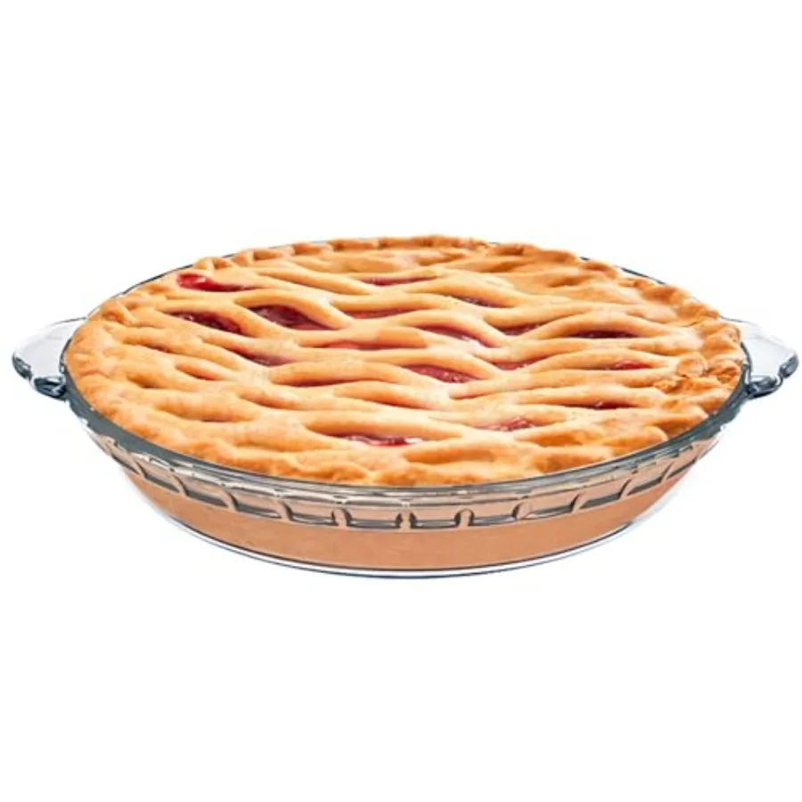 

1 Pack Round Glass Pie Pans for Baking Round Baking Dishes with Handles for Apple Pie Pumpkin Pie Salads