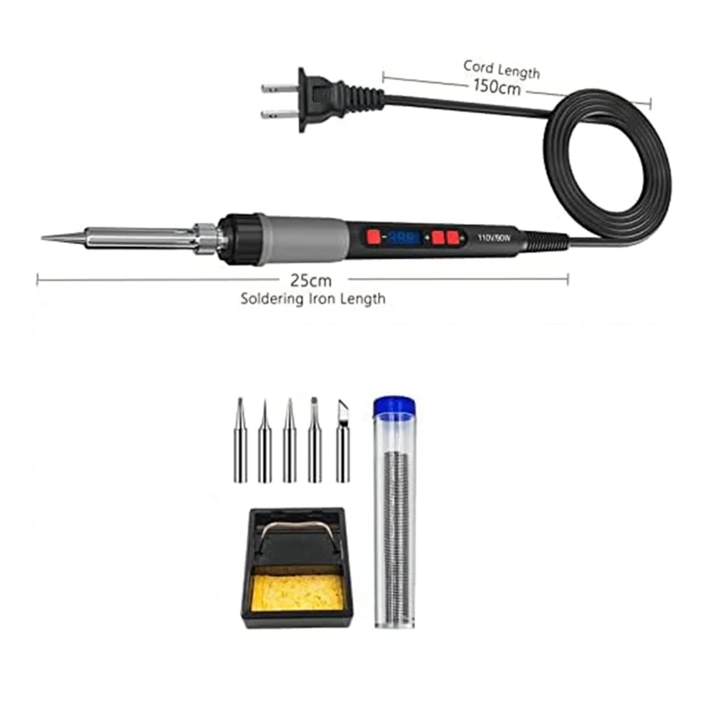 Soldering Iron Kit 80W LCD Digital Display Adjustable Temperature Solder Iron 180 To 500°C Fit For Soldering US Plug