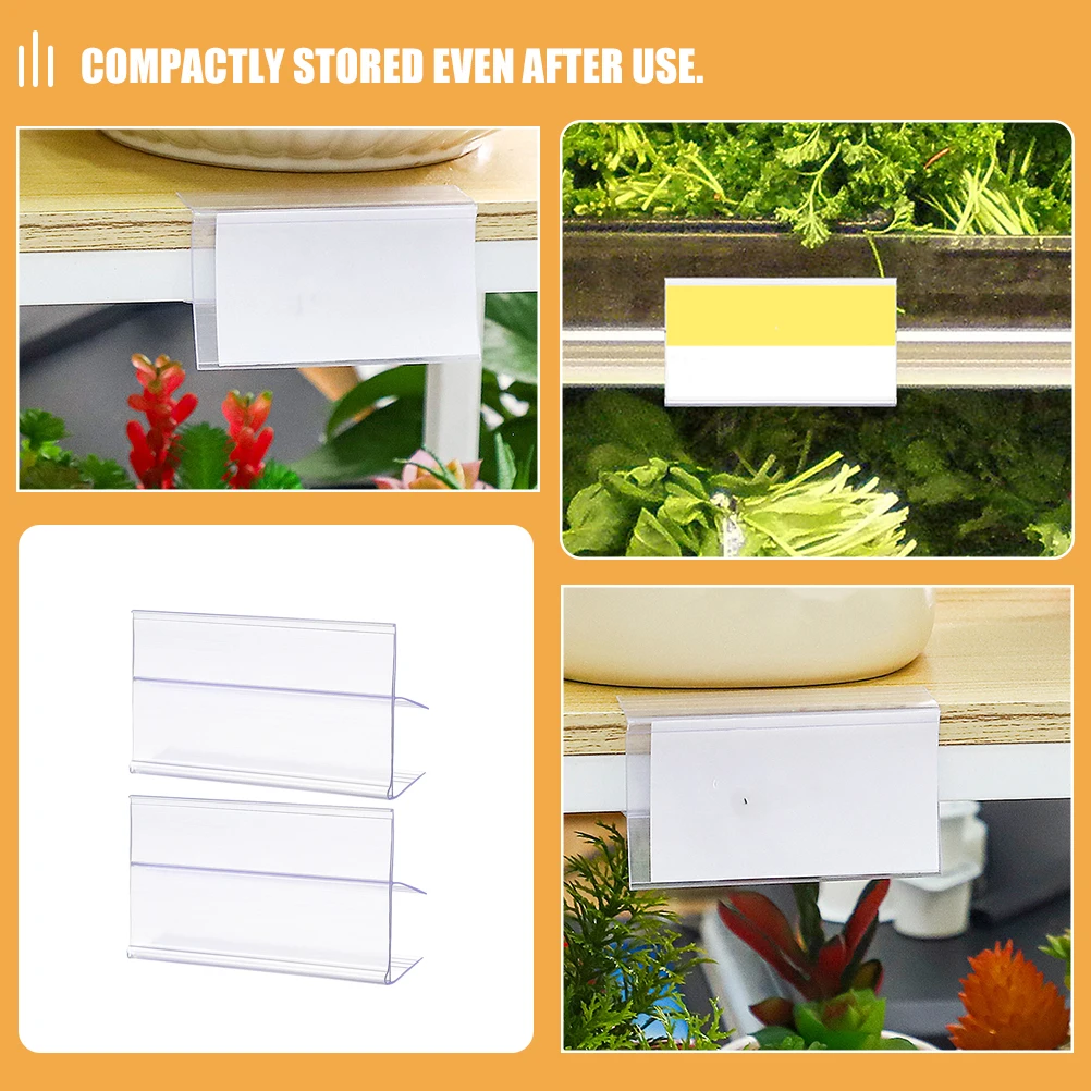 

25 Pcs Price Tag Wear Resistant Sign Stand Display Supermarket Labels Shelf Holder Transparent Card Slot Storage
