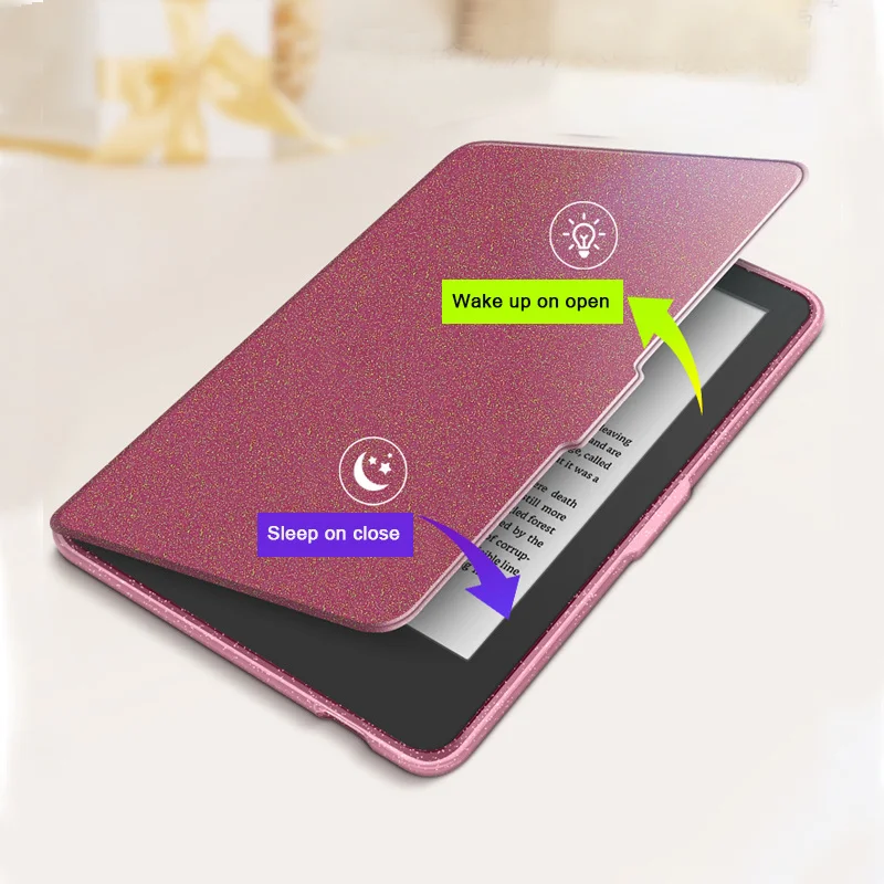 Gittering Acrylic Clear Back Case For 2024 Kobo Clara Colour Color BW 2E N365 N367 N506 6'' Case PU Leather Smart Sleep Cover view 3