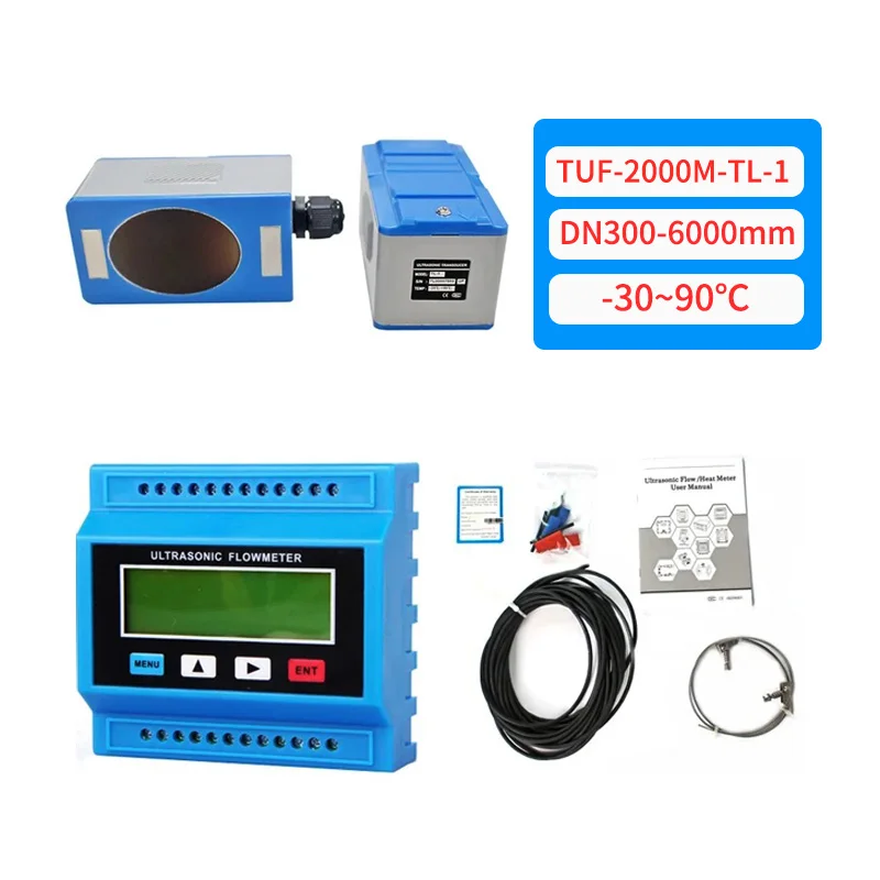 TUF-2000B Wandgemonteerde ultrasone flowmeter TUF-2000M Modulaire ultrasone waterstroommeter DN15-700 Digitale vloeistofstroomtransdcer