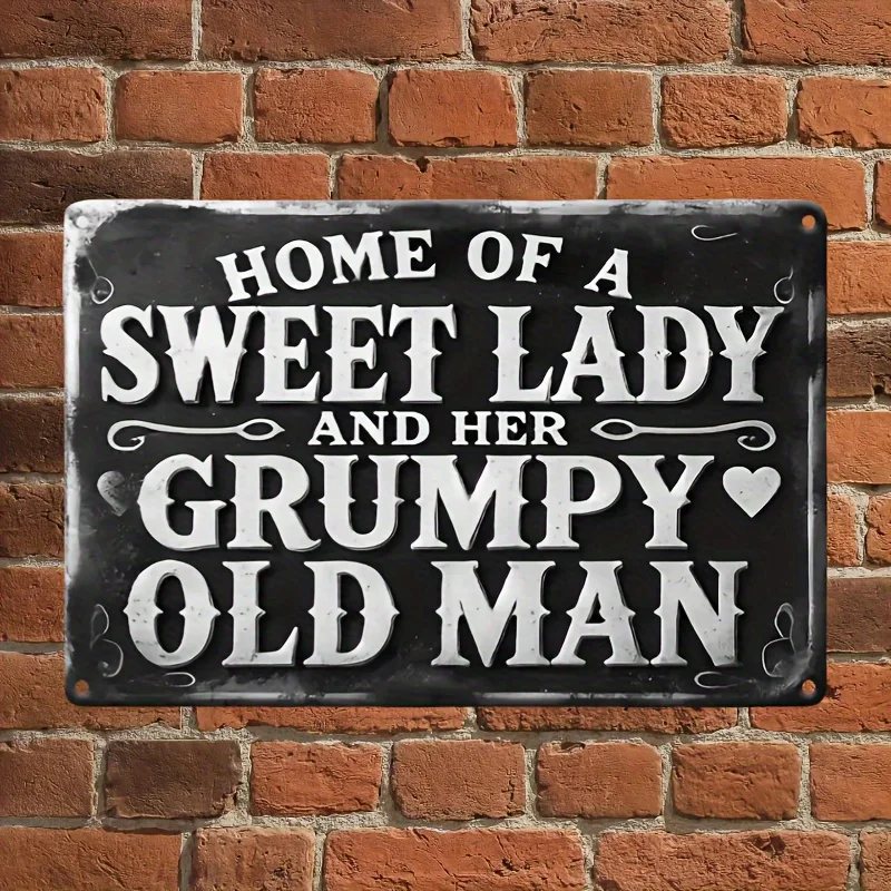 Charming Lady & Her Grumpy Companion - Vintage Black Metal Wall Art, Waterproof & Weather- Decor for Home, Office, Bar, Cafe