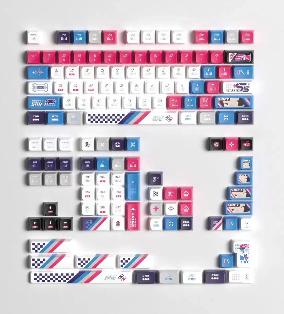 Visual gaming keycaps Cherry profile PBT and PC material Purple sublimation PBT customization  keyboard cap 키캡