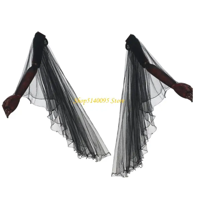 Dxae Victorian dài Tulle Găng tay Halloween Phục hưng Tay áo có thể tháo rời