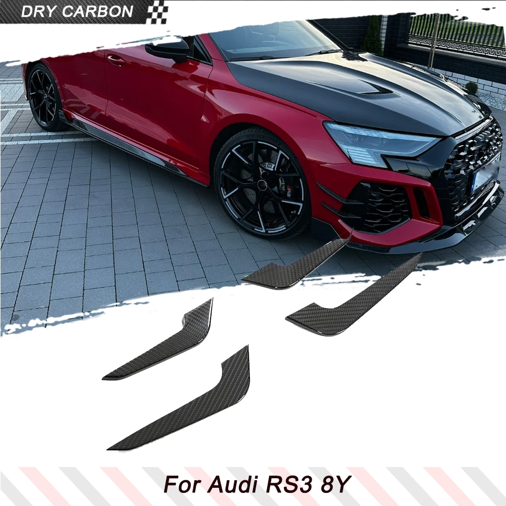 

Dry Carbon Fiber Car Front Bumper Fins Splitters Canards For Audi RS3 8Y 2022-2024 Car Front Bumper Splitters Air Vents Fins