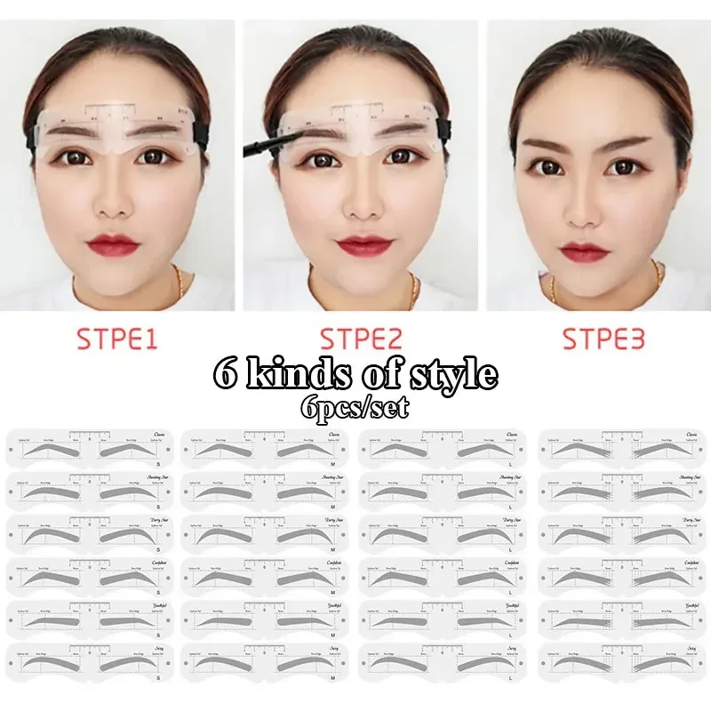 Heallor-Ensemble de 6 pièces de règles souples pour sourcils, cartes EyeblogugStamp réutilisables, bricolage, galets de règle souples, maquillage pour femmes