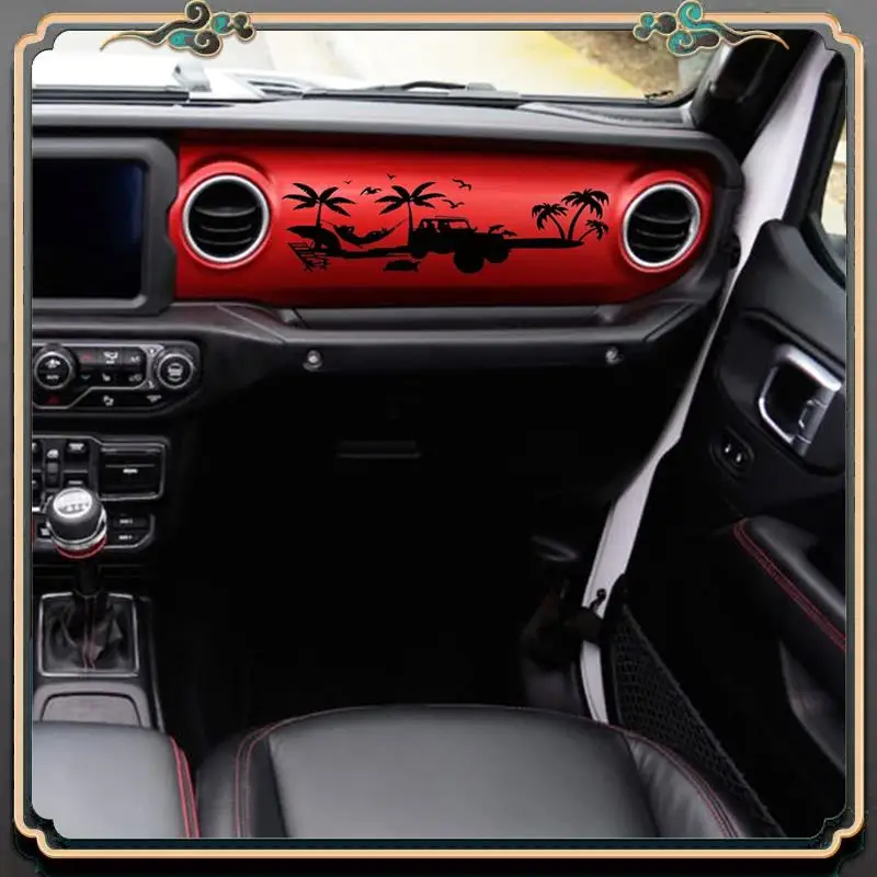 

M45K-Dashboard Decal Glove Box Beach Scenery Vinyl Sticker Trim For Jeep Wrangler JL Gladiator JT 2018-2023 Replacement Parts