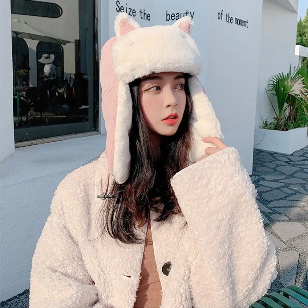 Outdoors Bomber Hat Warm Windproof Ushanka Fur Hat Thick Winter Cap for Men Women