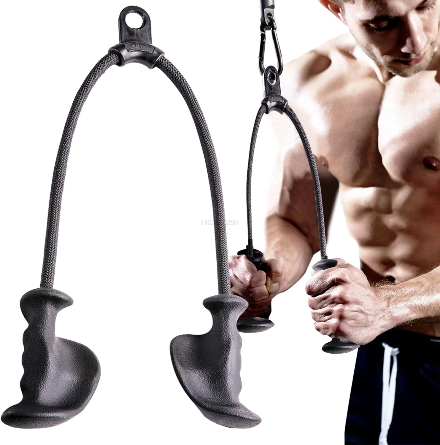 Fitness Biceps Triceps Rope Pull Down Grip Handles Muscle Gym Rope Pulley Cable Machine Attachment Back Pulls Pulley Accessories