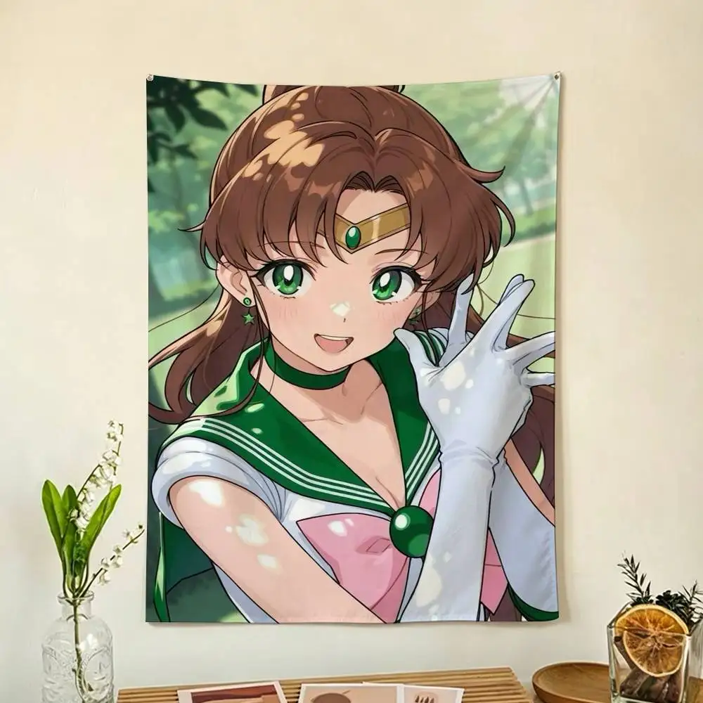 S-Sailor Moon Kino Makoto Flags Wall Hanging Background Art Banner for Bedroom Home Outdoor Decor