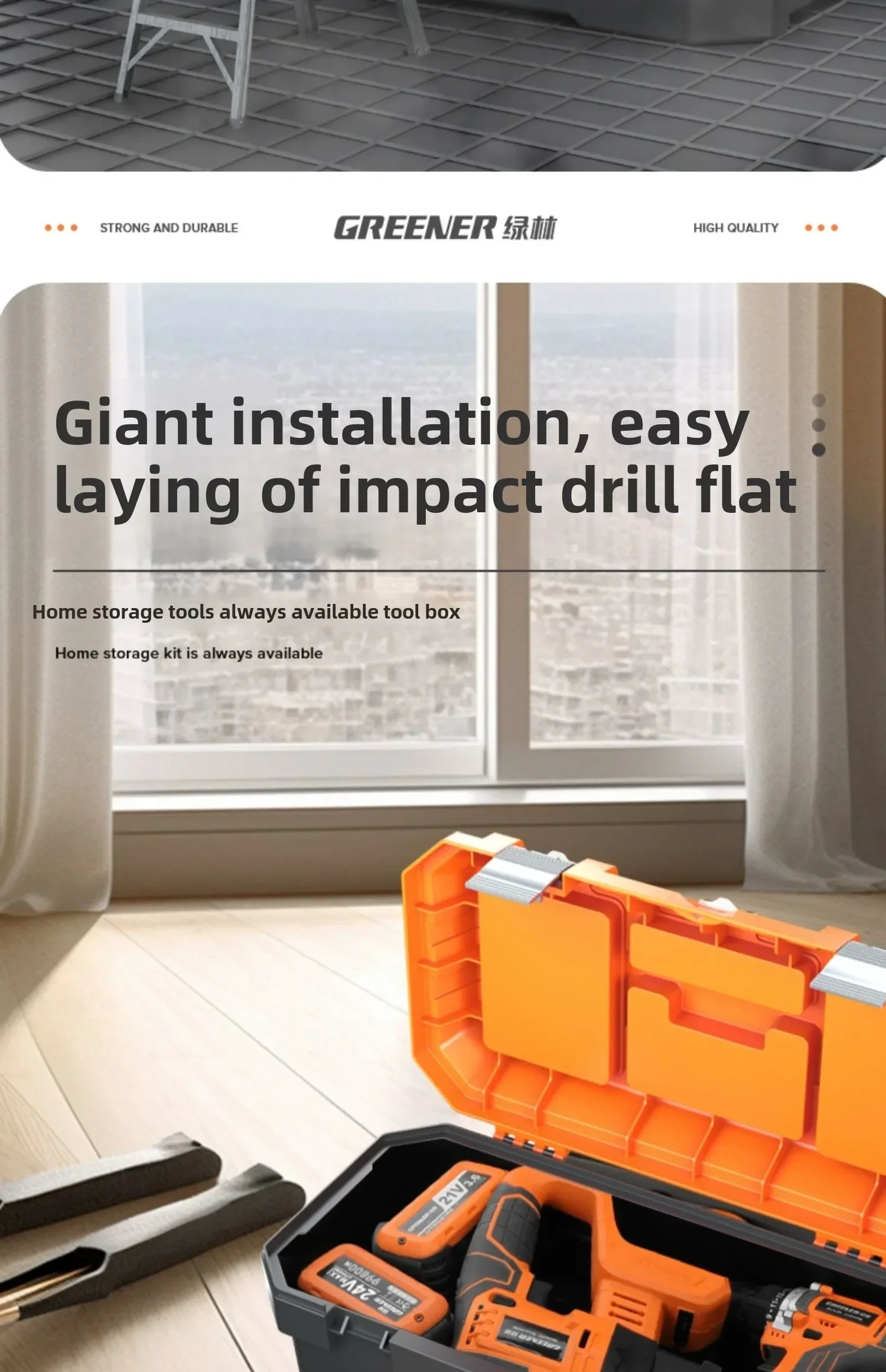 Maleta de herramientas resistente con múltiples compartimentos para uso doméstico e industrial AE