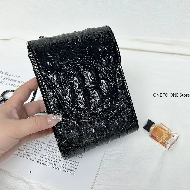 

Retro Texture Crocodile Pattern Mobile Phone Bags Mini Small Bag Chain Shoulder Messenger Bags High-end Bag Female Wholesale