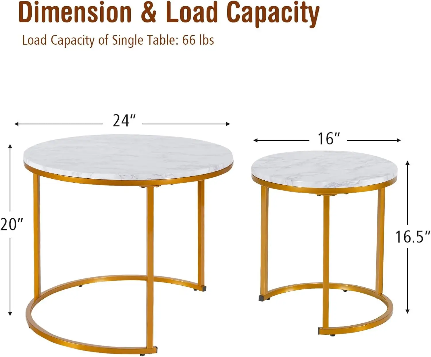 

Luarane Nesting Coffee Table, 24”Round Coffee Table, Industrial Side Table W/Wood Tabletop &Sturdy Metal Base, Indoor Outdoor