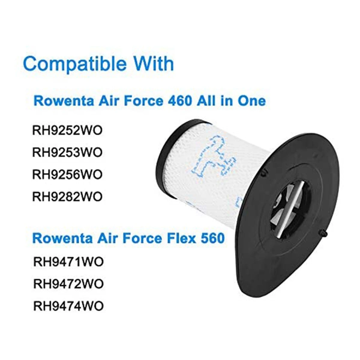 فلاتر رائعة مكونة من قطعتين لـ Rowenta Air Force 460 الكل في واحد RH92Xx ومكنسة كهربائية Air Force Flex 560 RH94Xx، أجزاء ZR 009002