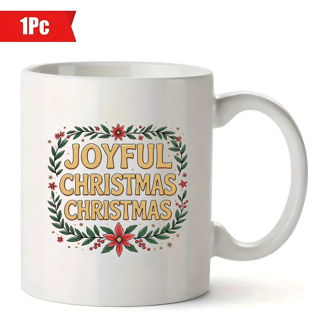11oz Mug + Joyful Christmas Cartoon Cup + Holiday Gift Christmas Water Cup Family Set