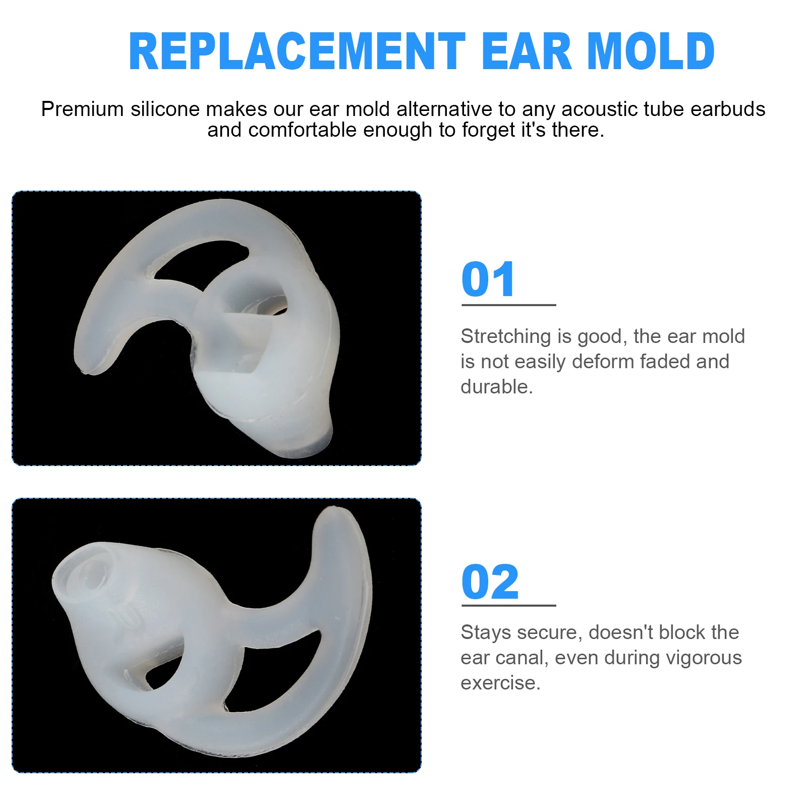 

Silicone Earplugs Replacement Mold for Radio Acoustic Tube Earpiece Earbud Tips Fin Insert Durable Premium Smart