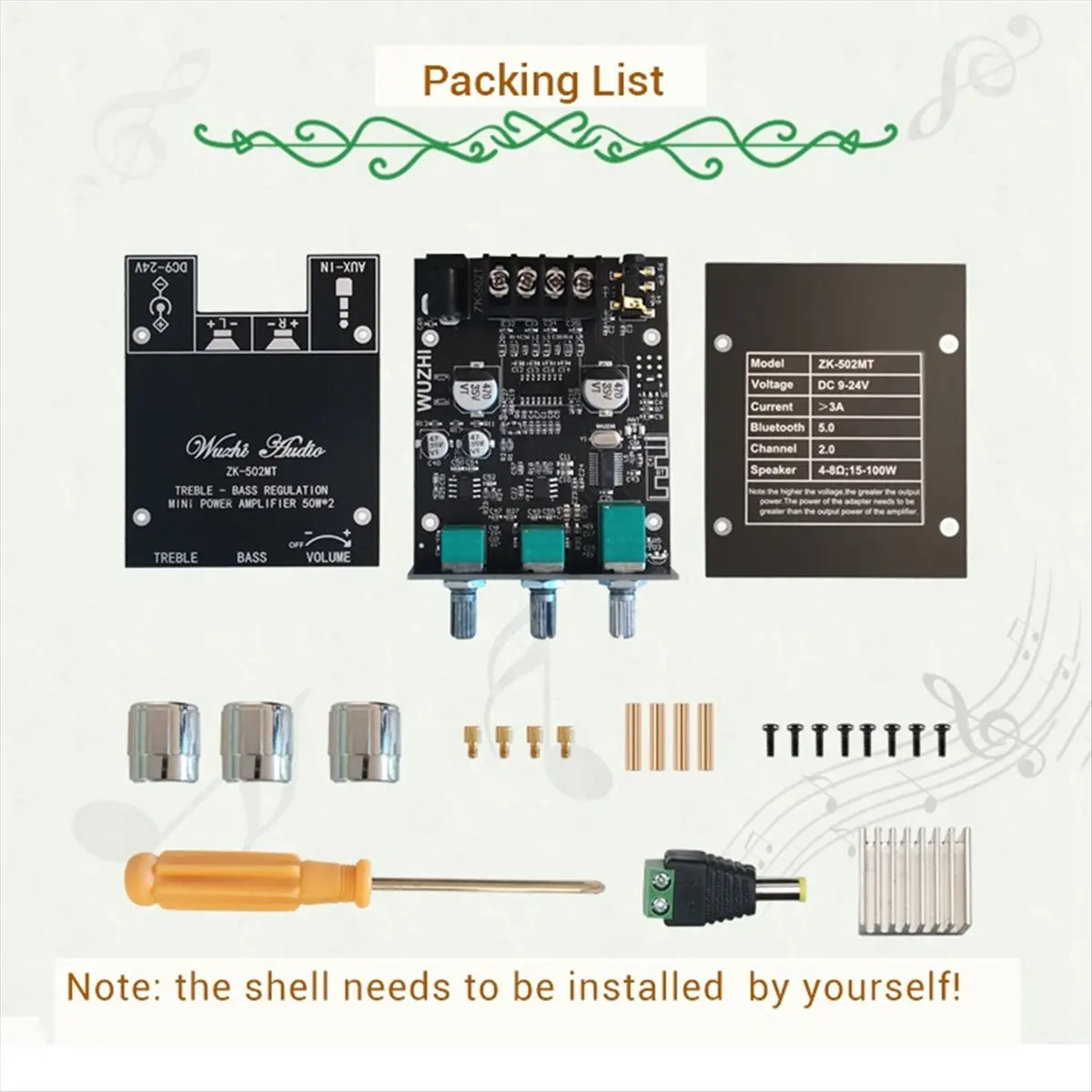 SWXF -502MT 2x50 واط بلوتوث 5.0 قناة 2.0 جهاز تضخيم الصوت مجلس ستيريو مكبر صوت وحدة دعم APP التحكم #2