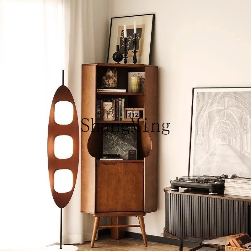 

ZYY medieval corner cabinet full solid wood dining edge triangular shelf living room retro storage cabinet